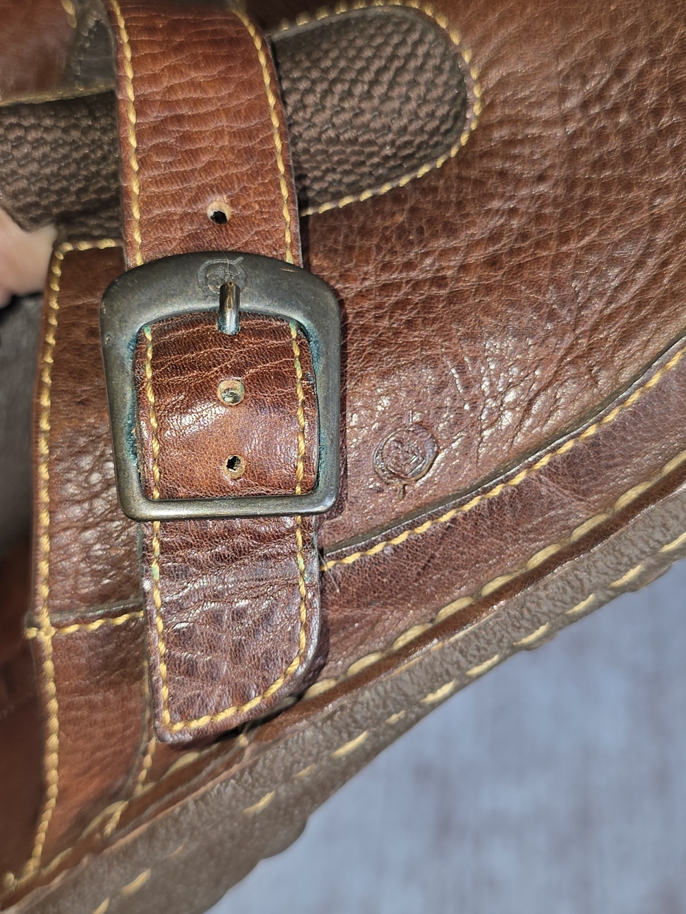Børn Handcrafted Brown Leather Utility Slide Clogs / Mules Adjustable Buckle 90s - Picture 6 of 7